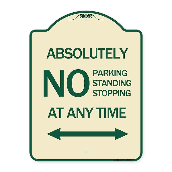 Absolutely No Parking Standing or Stopping at Anytime with Bidirectional Arrow, A-DES-TG-1824-24359